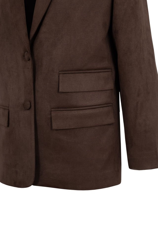 Lavinia Süet Blazer Ceket Kahverengi