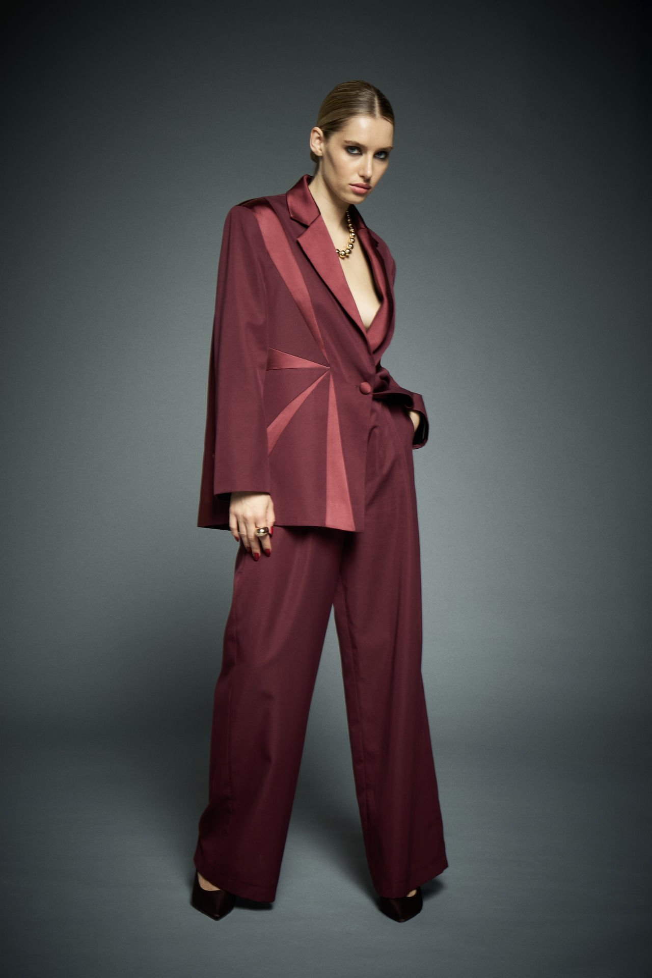 Hera Bordo Tasarım Blazer Ceket M
