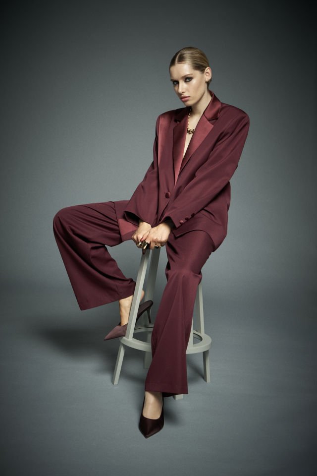 Hera Bordo Tasarım Blazer Ceket M