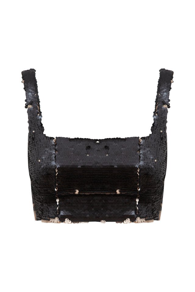Jane Çift Renkli Payet Crop Top
