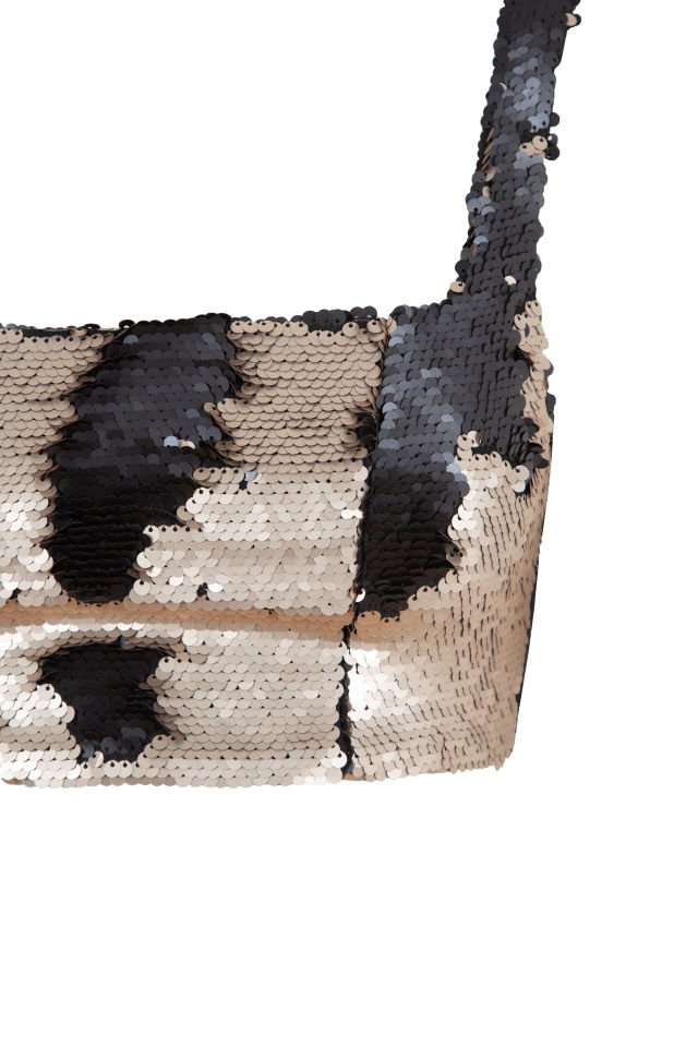 Jane Çift Renkli Payet Crop Top