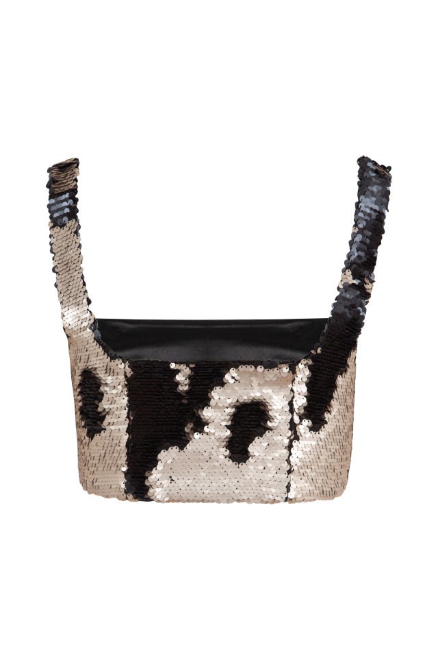 Jane Çift Renkli Payet Crop Top