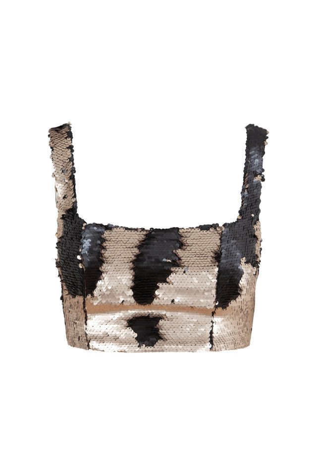 Jane Çift Renkli Payet Crop Top