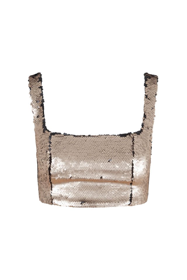 Jane Çift Renkli Payet Crop Top