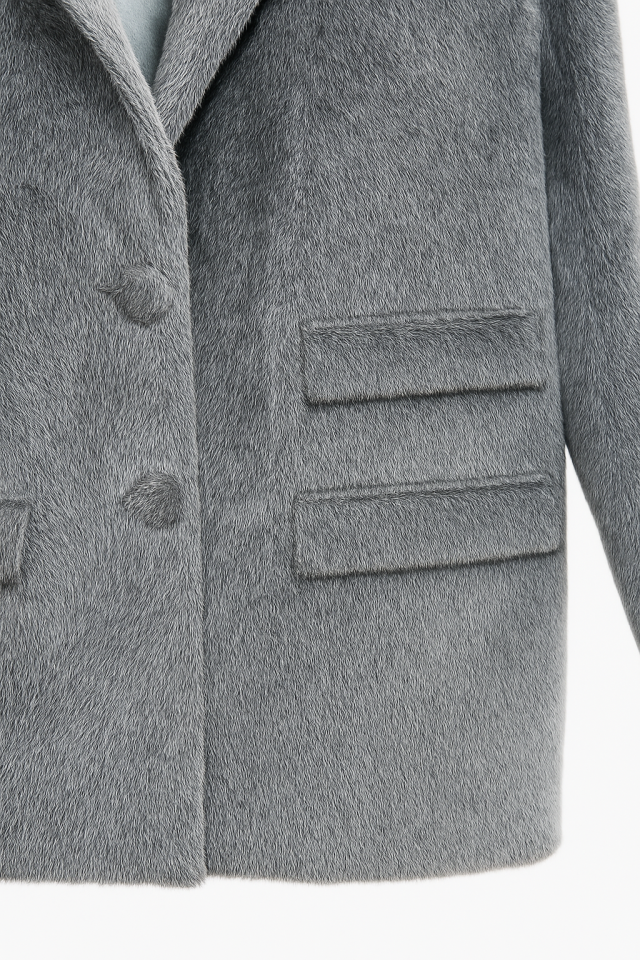 Cozy Suni Fox Kürk Gri Blazer Ceket
