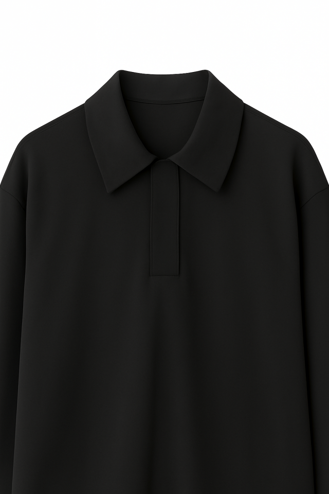 Signature Siyah Polo Yaka Bluz